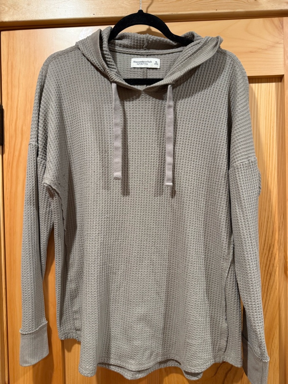 Abercrombie & Fitch Waffle Knit Hoodie in Taupe/green